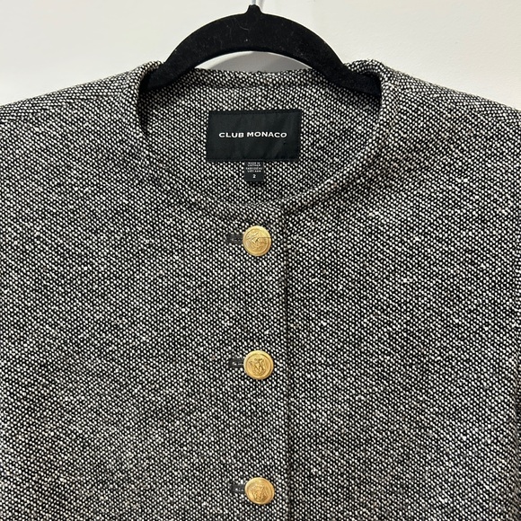 Club Monaco Collarless Tweed Jacket with Gold Buttons - Picture 6 of 7